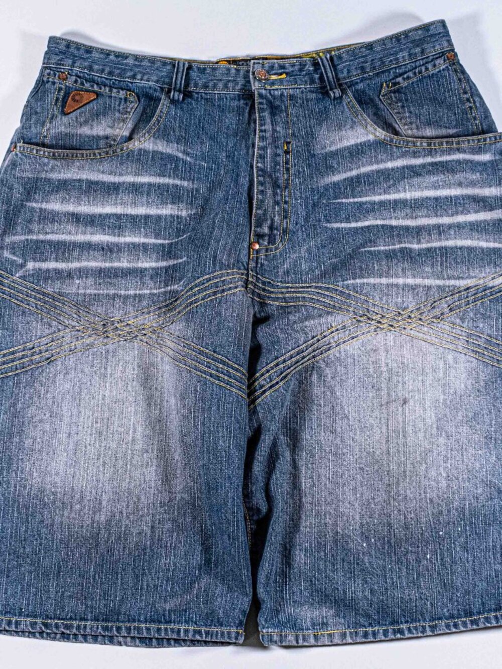 Vintage Y2K Akademiks Baggy Wide Leg Denim Shorts Mens 38 Jorts Skate Hip Hop